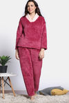 Zivame Soft Snuggles Fur Loungewear Set - Beet Red — thumbnail 2